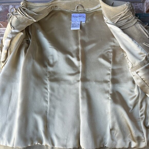 VTG Pamela McCoy Jacket Leather Suede Fringe Western Tan‎ Women Size S NWT - Picture 6 of 12